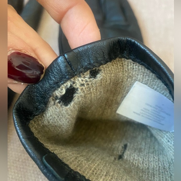 Women’s Long Black Leather Gloves Cashmere Lined Flawed Size 8 - Picture 7 of 7